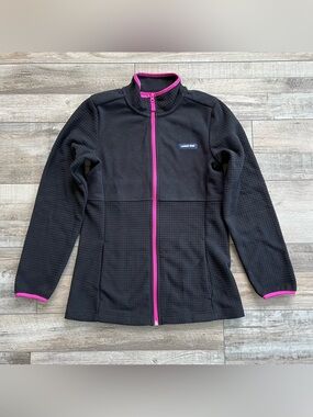Lands' End Ladies Grid Fleece Zip Up Jacket Size XS